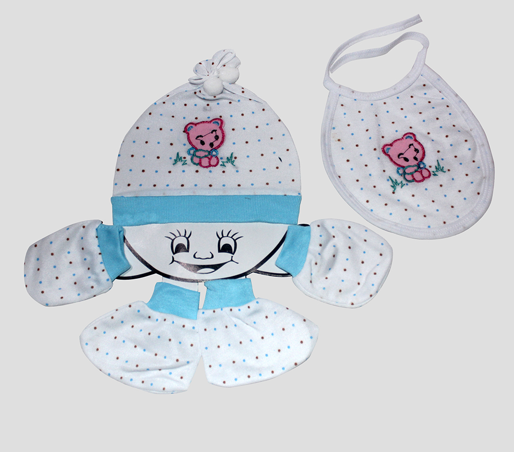 Set Bayi Dot Bear 4in1 02  Biru