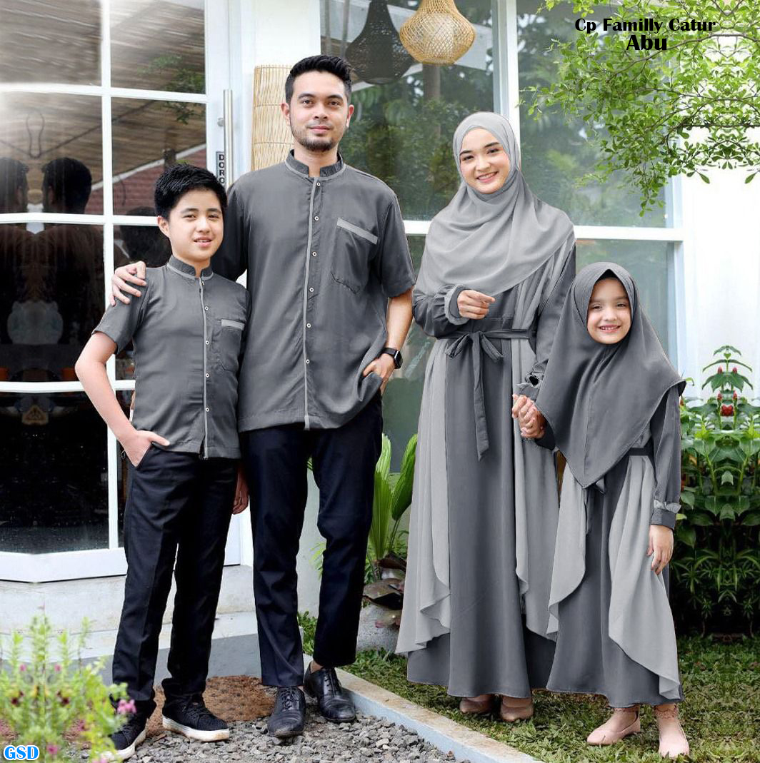 Cp Family catur (gamis anak perempuan) Abu