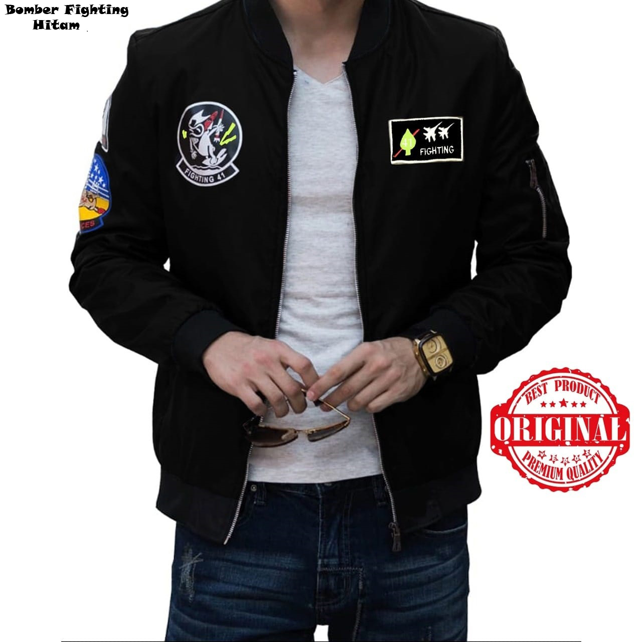 Jaket Bomber Fighting navy