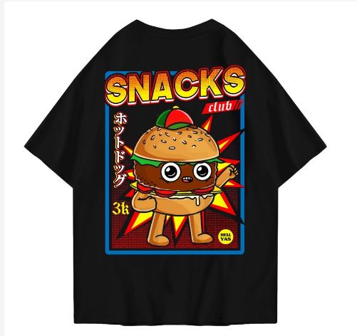 Hi VABA Oversized Snack Burger Tshirt | Kaos Streetwear Unisex Tee