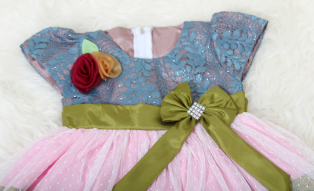 Dress kids melodi abu hijau