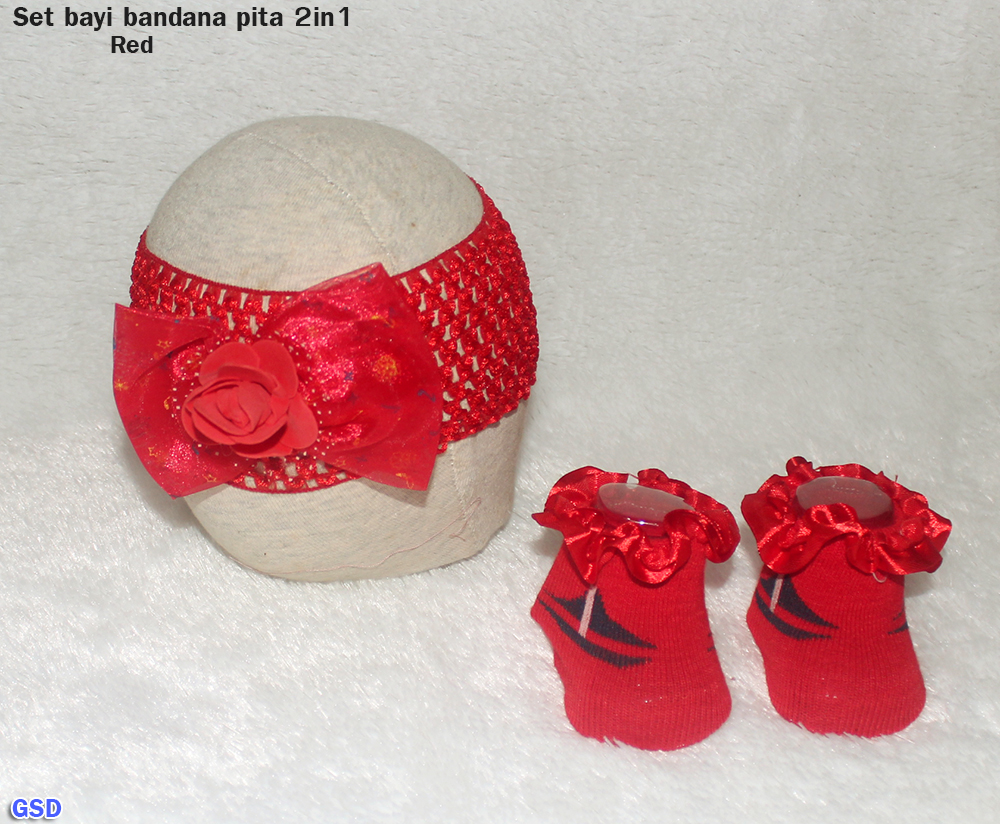 Set bayi bandana pita 2in1 pink