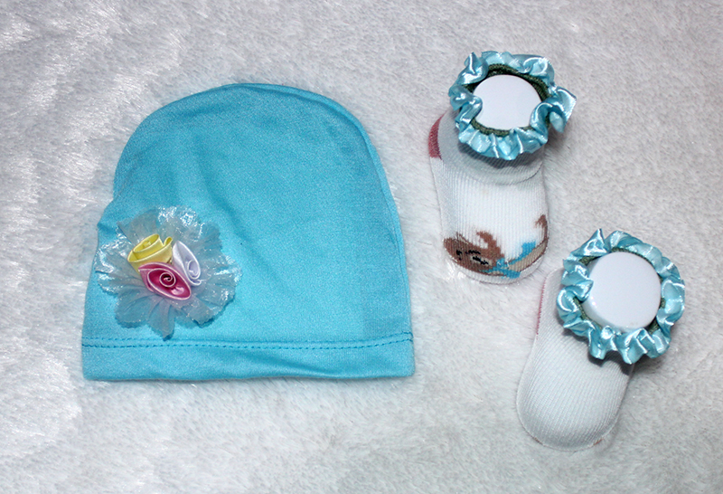 Set bayi turban bunga 01 biru