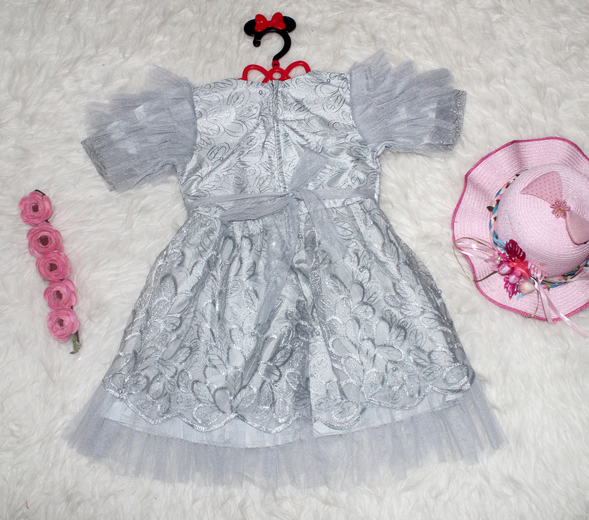 Dress Anak Yeni abu muda