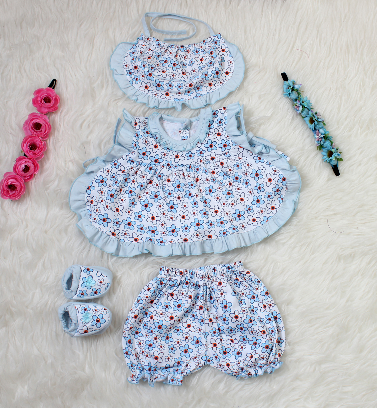 Set Bayi Bunga 4in1 biru