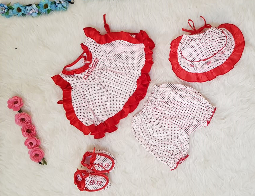 Set Bayi Dot kecil 4in1 red