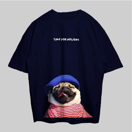 VABA Oversized Pug Time To Holiday Tshirt | Kaos Streetwear Unisex Tee