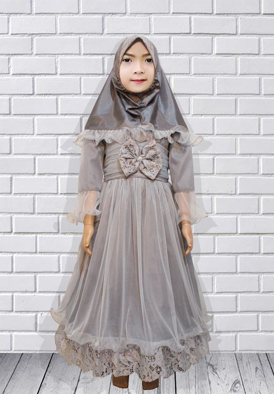 Set Hijab Kids J570 Grey