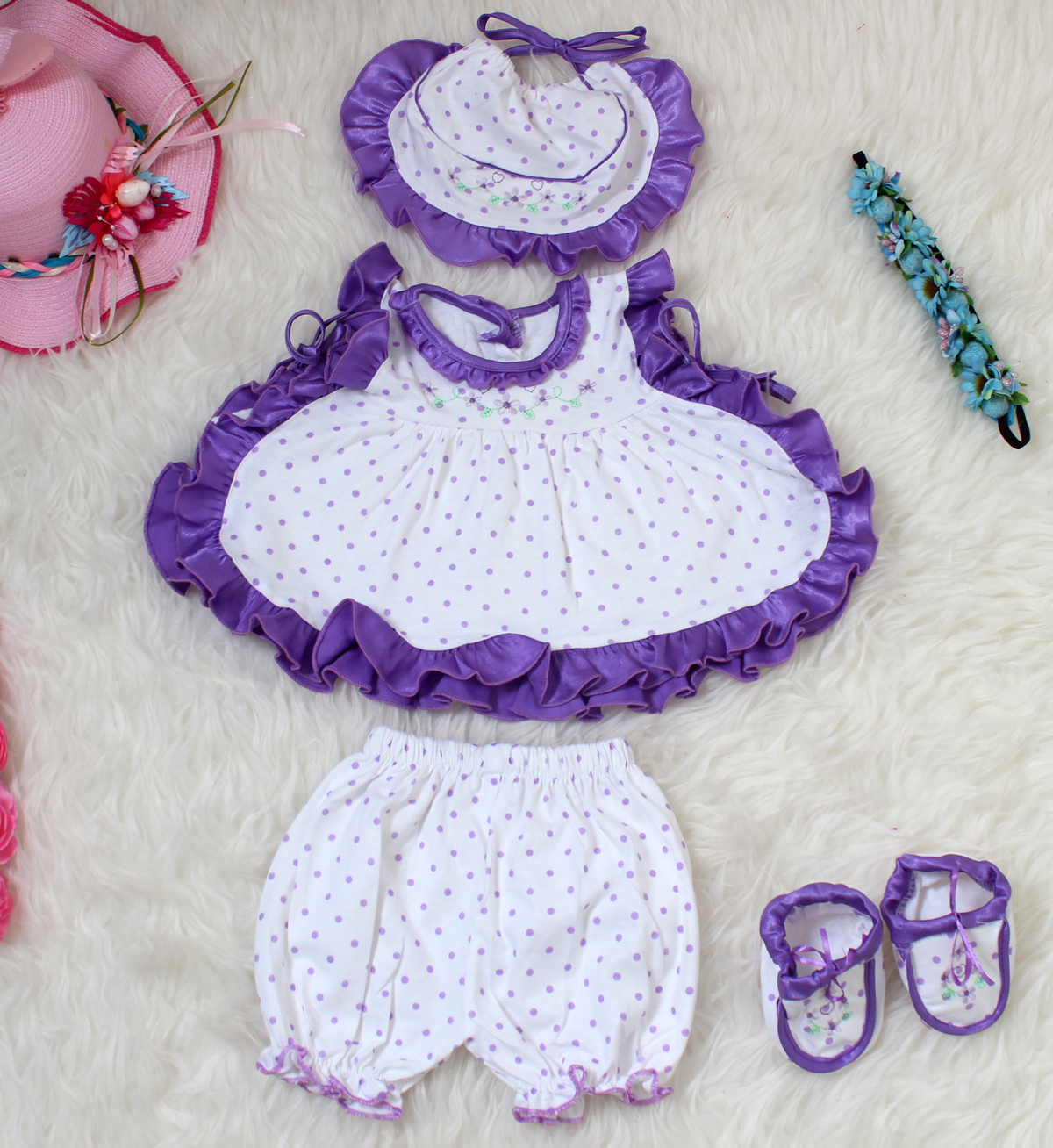 Set bayi dot besar 4in1 ungu