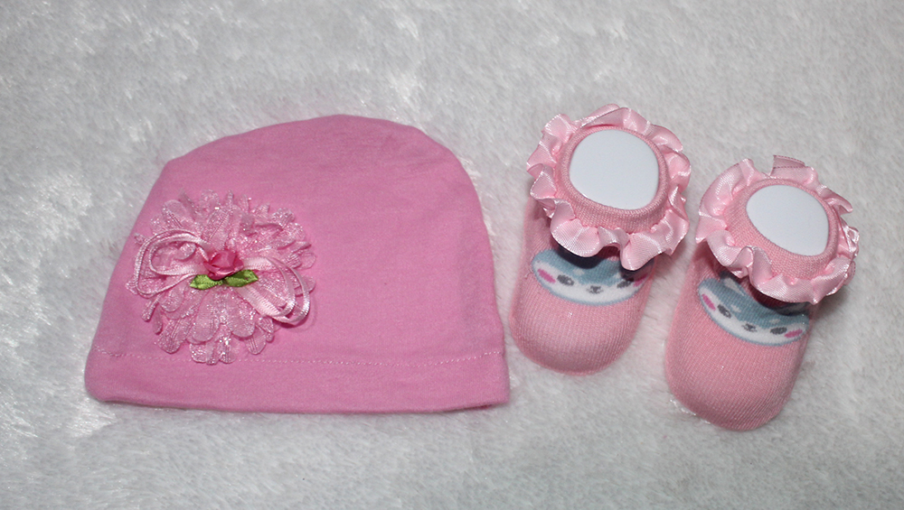 Set bayi turban bunga 01 pink