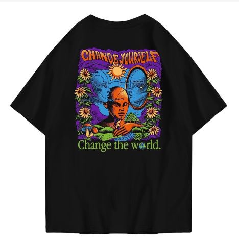 Hi VABA Oversized Change The World Tshirt | Kaos Streetwear Unisex Tee