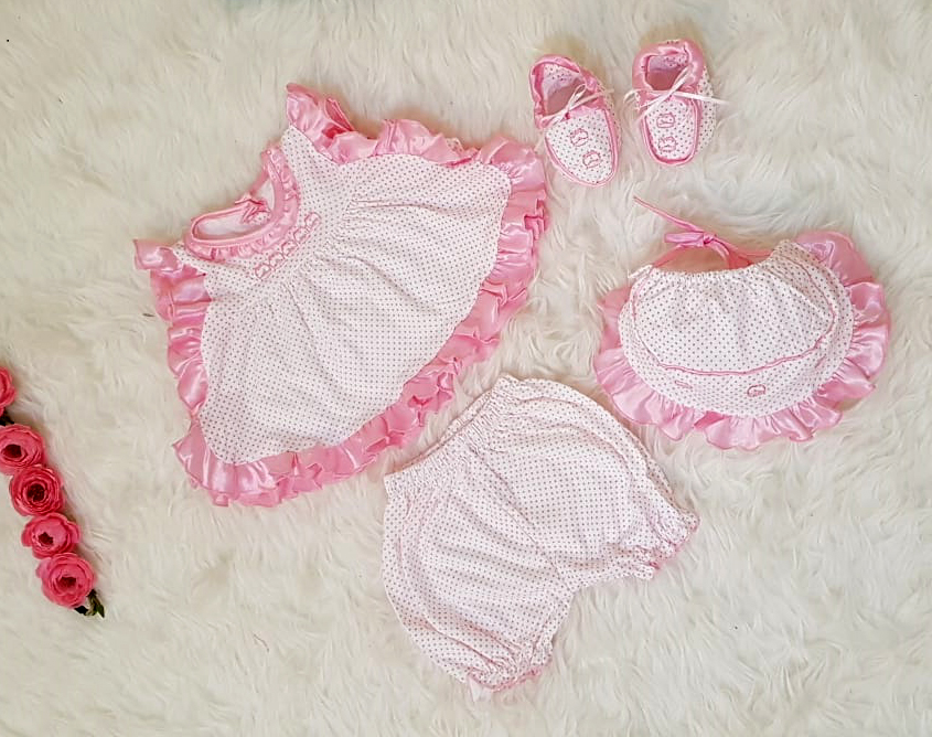 Set Bayi Dot kecil 4in1 pink