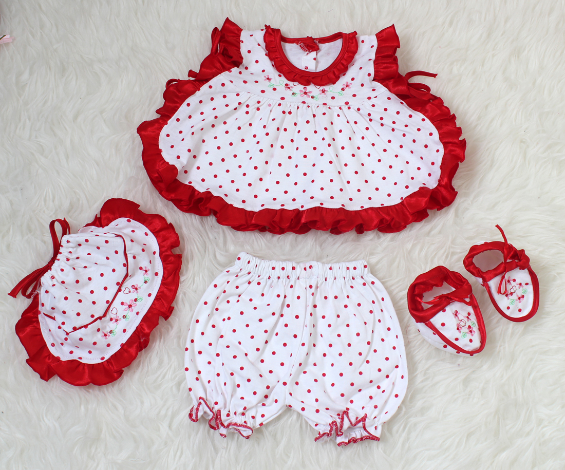 Set bayi dot besar 4in1 red