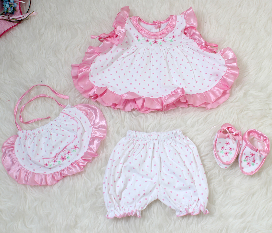 Set bayi dot besar 4in1 pink