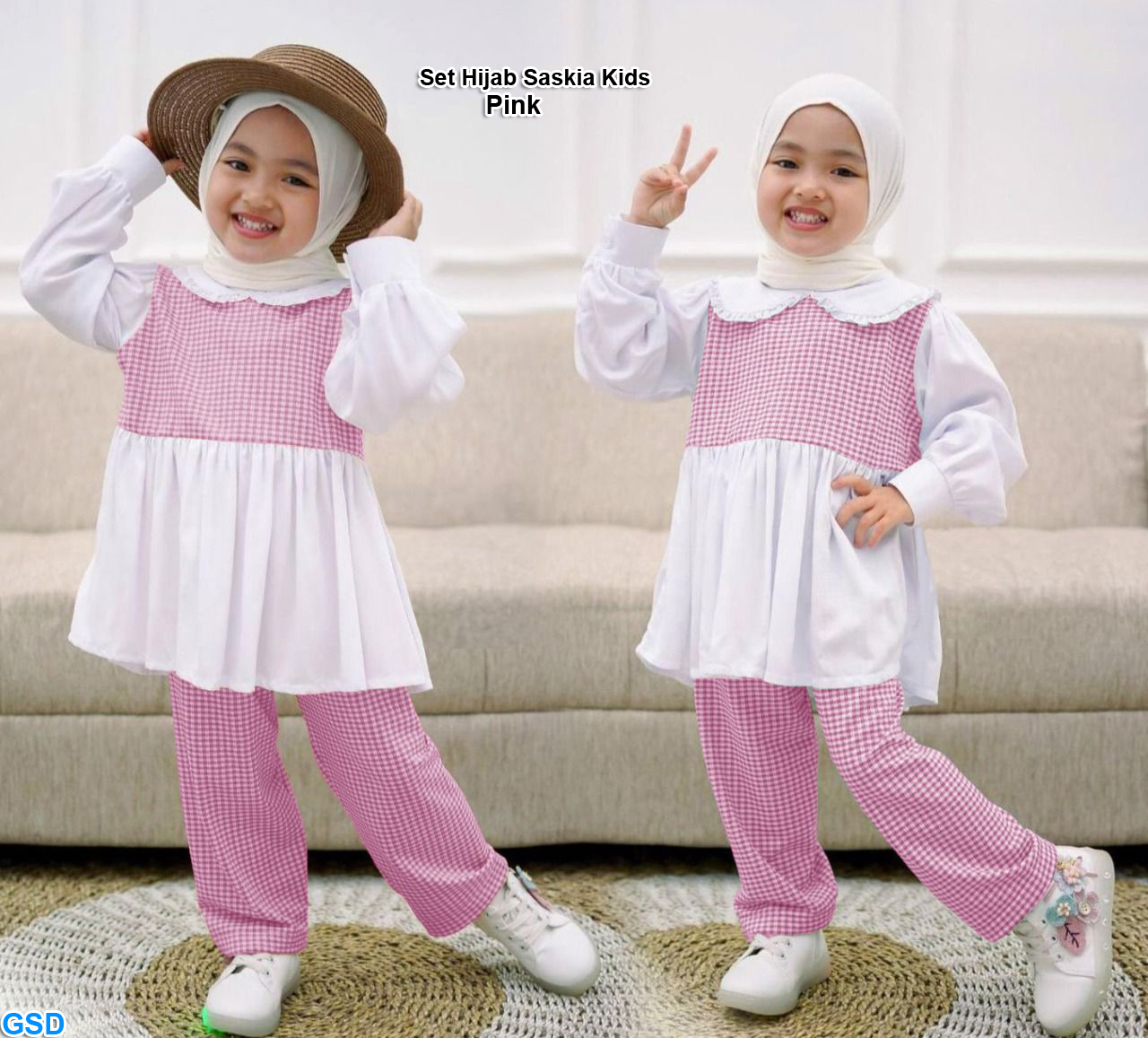 Set Hijab Saskia Kids Maron