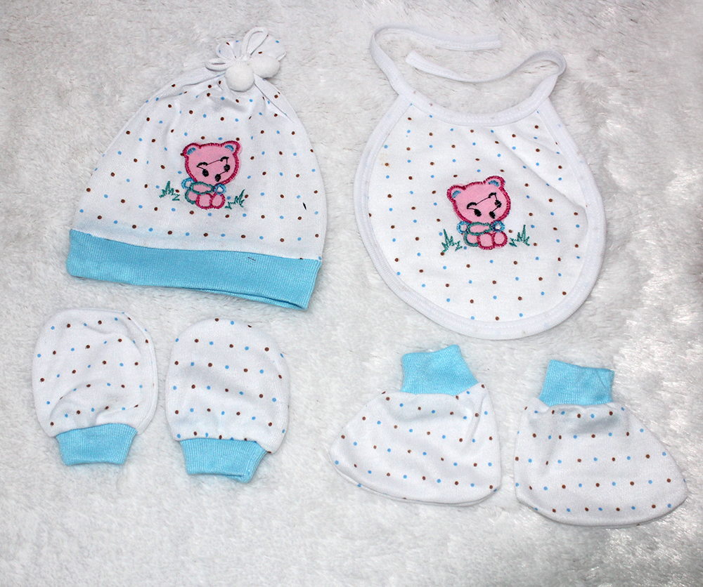 Set Bayi Dot Bear 4in1 02  Biru