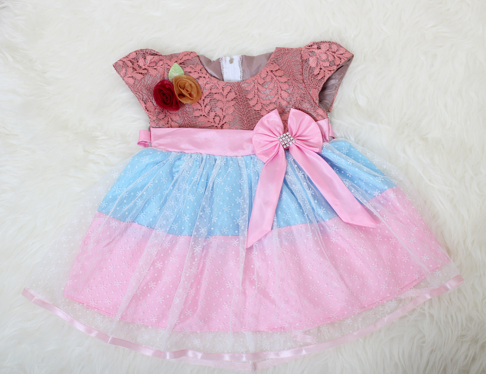 Dress kids melodi Biru-Pink