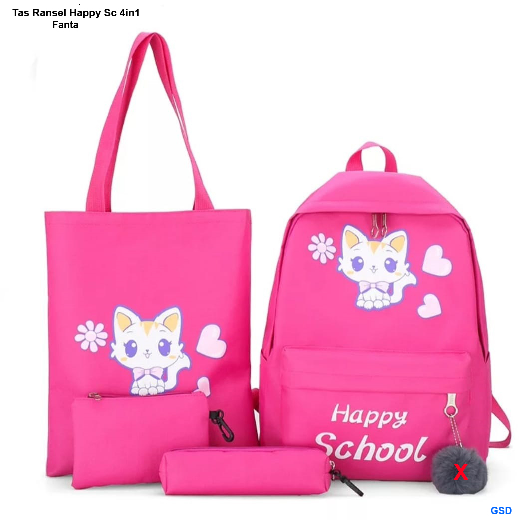 Tas Ransel Happy Sc 4in1 pink