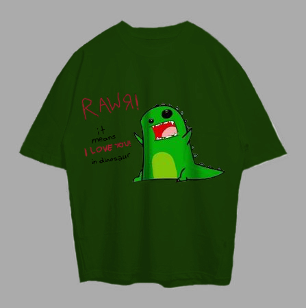 VABA Oversized Rawr Dinosaur Tshirt | Kaos Streetwear Unisex Tee