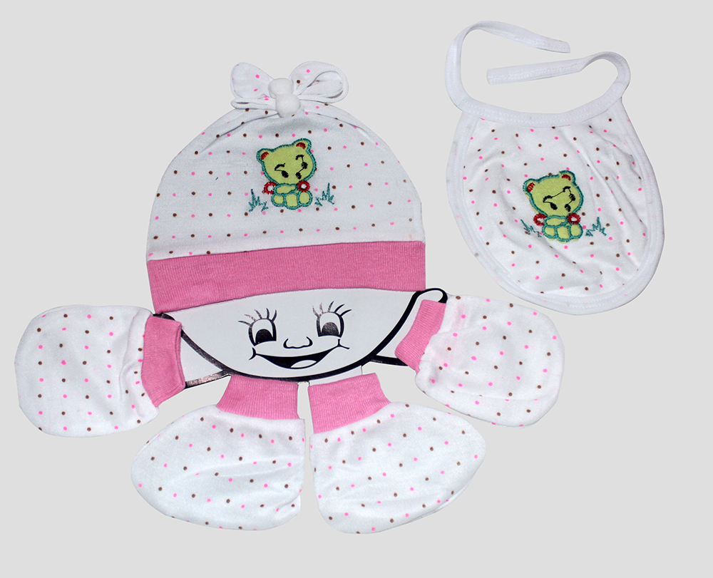 Set Bayi Dot Bear 4in1 02  Pink