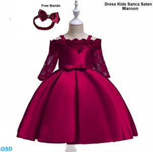 Dress Kids Sanca Saten Maroon