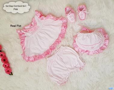 Set Bayi Dot kecil 4in1 pink