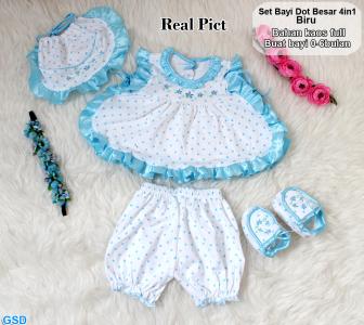 Set bayi dot besar 4in1 biru