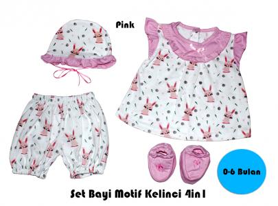 Set Bayi Kelinci Pink 4in1