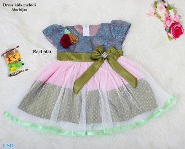 Dress kids melodi abu hijau