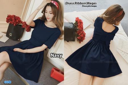 Dress ribbon weges navy-dress pita weges