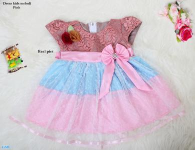 Dress kids melodi Biru-Pink