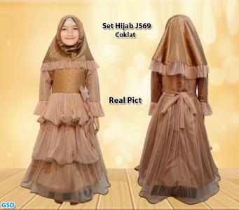 Set Hijab Kids J569 coklat