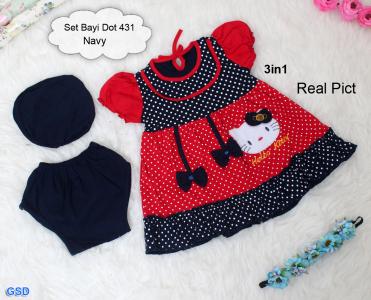 Set Bayi Dot 431 navy 3in1