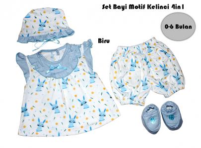 Set Bayi Kelinci biru 4in1