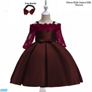 Dress Kids Sanca Silk Maroon