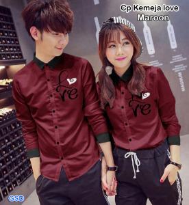 Couple kemeja love maroon