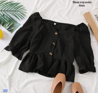 Blouse crop evelyn hitam