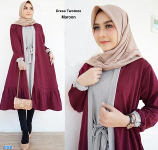 Dress twotone maroon