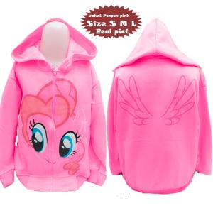 Jaket ponpon pink