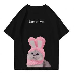 Hi VABA Oversized Look At Me Cat Tshirt  Hitam