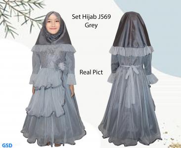 Set Hijab Kids J569 Grey