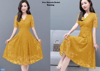 Dress Manuela brukat Kuning