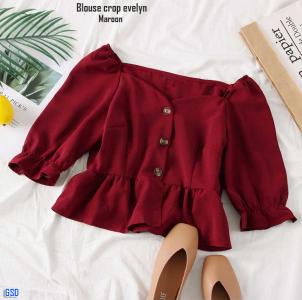 Blouse crop evelyn maroon