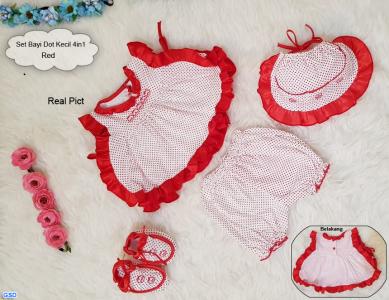 Set Bayi Dot kecil 4in1 red