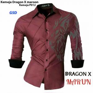 Kemeja dragon maroon-kmja P012