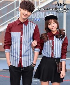 Couple kemeja salur Maroon-cp kmja stripe