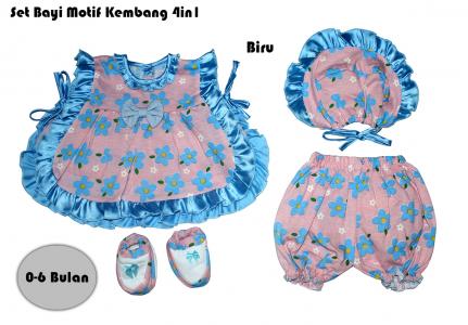 Set Bayi Kembang 4in1 biru