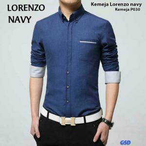 Kemeja lorenzo navy-kmja P030