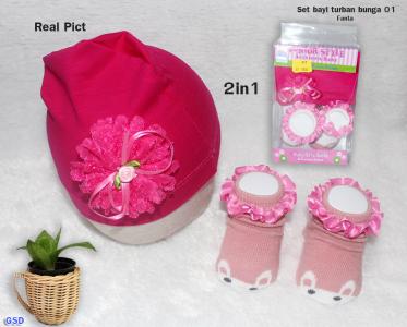 Set bayi turban bunga 01 Fanta