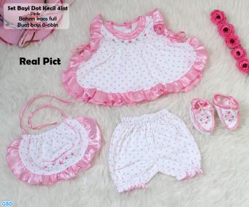 Set bayi dot besar 4in1 pink